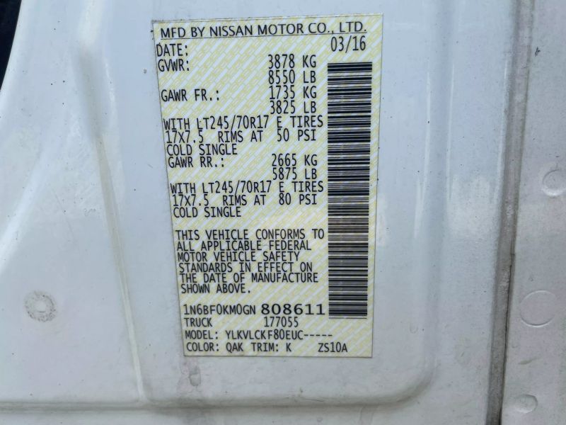 2016 Nissan NV1500 Cargo  - $10,990